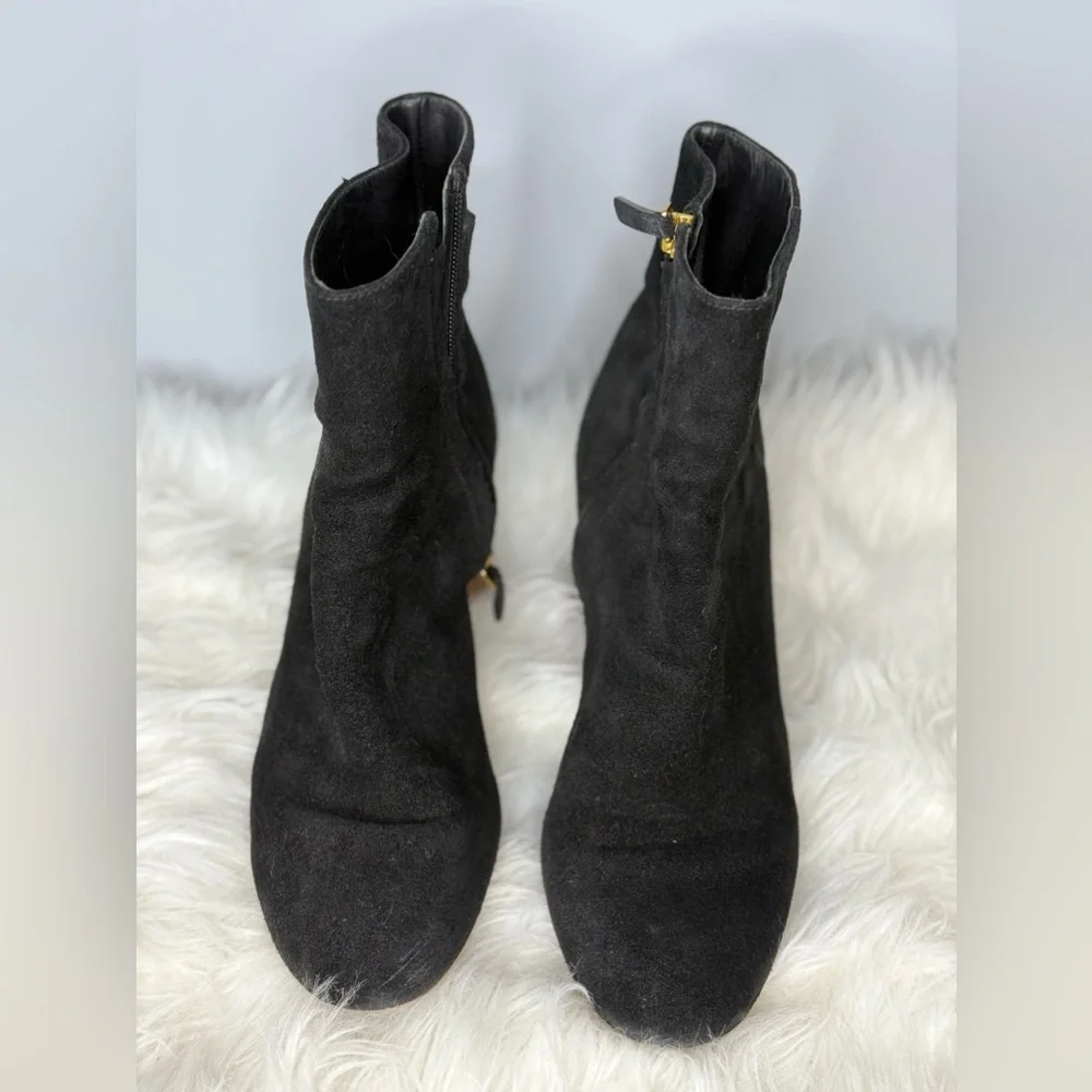 TORY BURCH Brooke Ankle Bootie Black Suede‎ Size 10 GUC